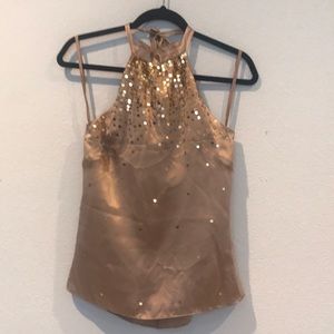 Banana republic 100% silk sequence halter top.